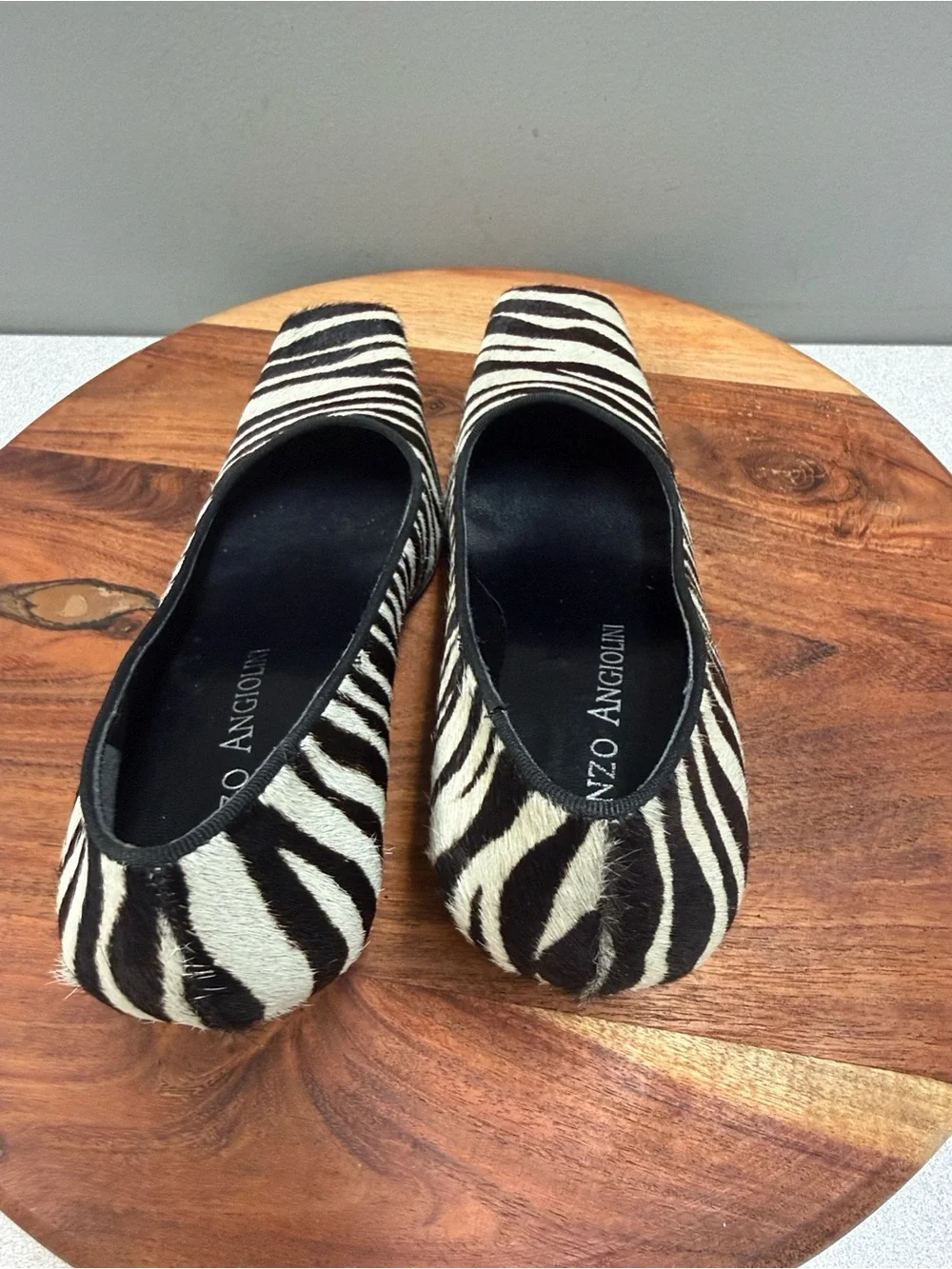 Enzo Angiolini Zebra Print Pumps in Black and Cream